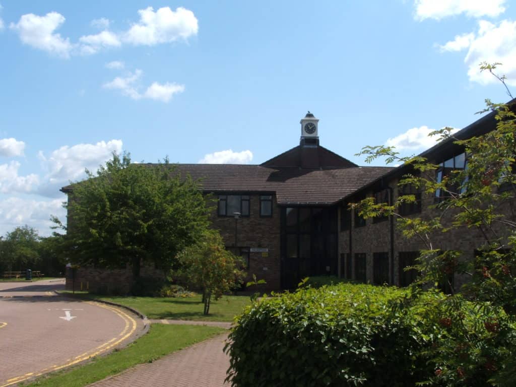 blue sky brown town council building