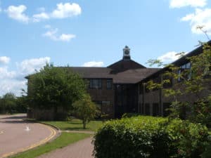 blue sky brown town council building