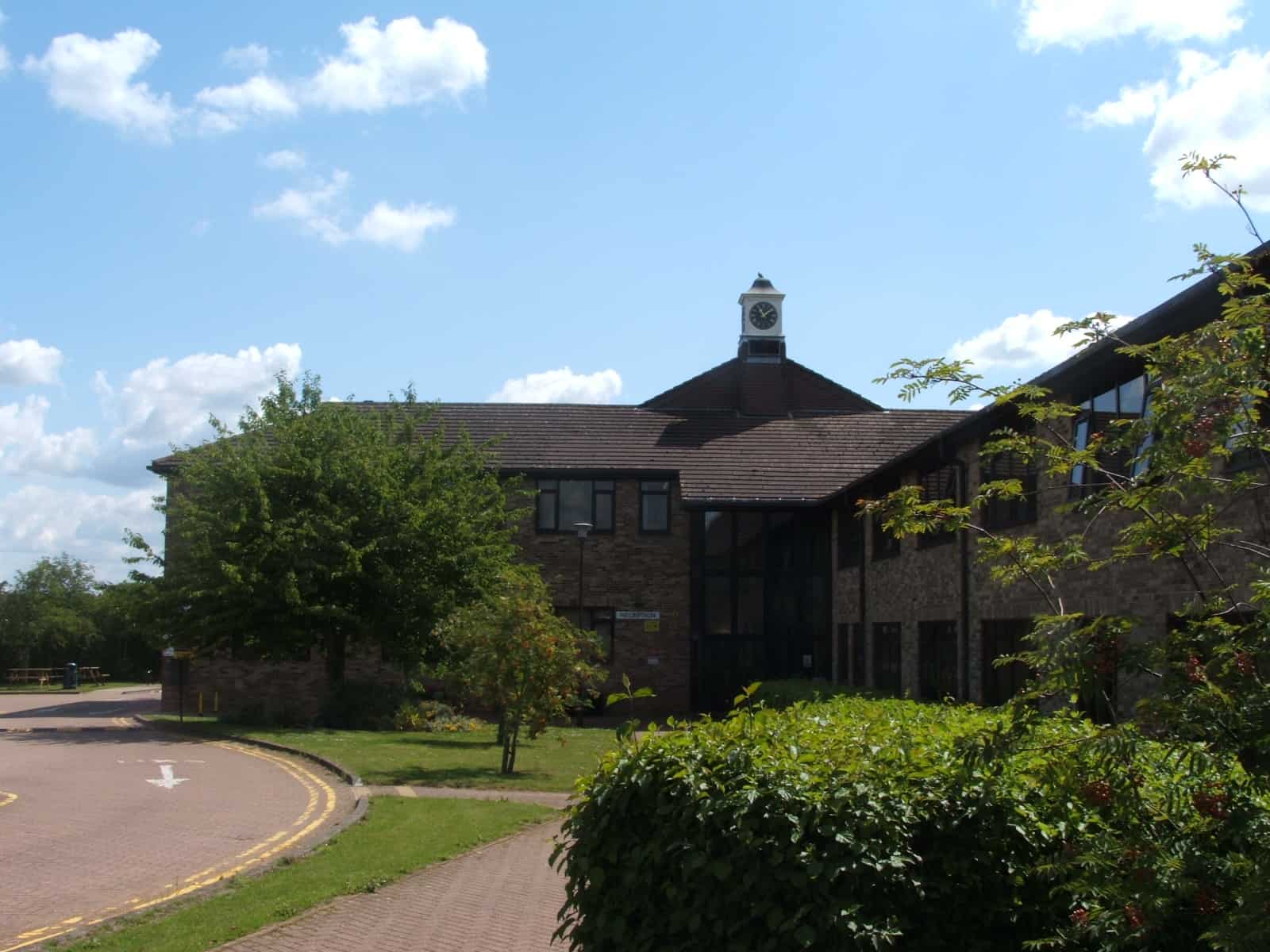 blue sky brown town council building