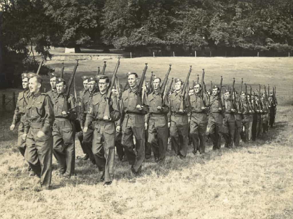 black and white image of solider in manor park