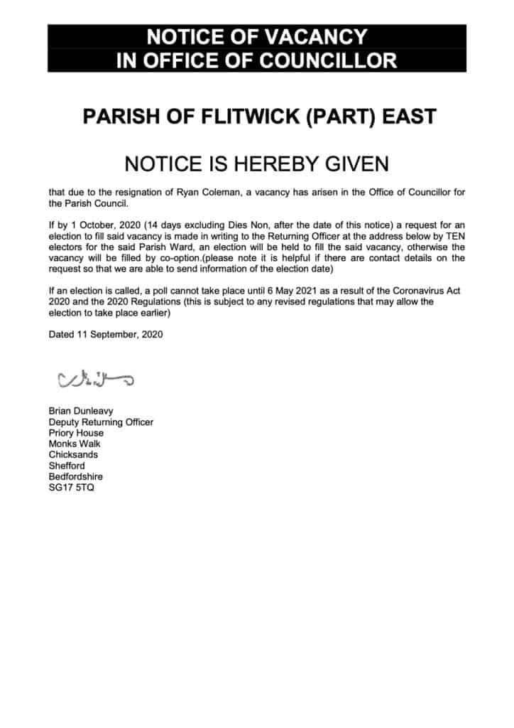 Parish Councillor Vacancy Notice