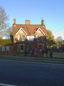 swan pub with poppies