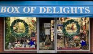 blue and green shop front display