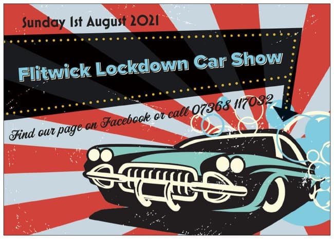 red and blue poster for lockdown car show
