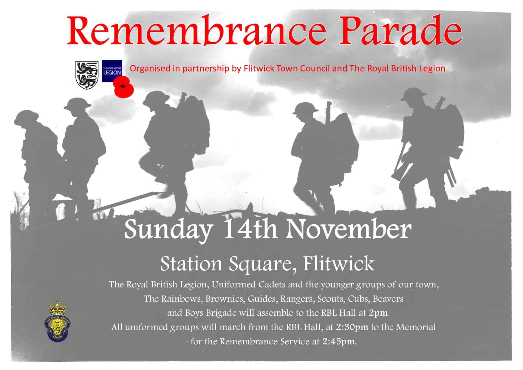 poster promoting remembrance day parade