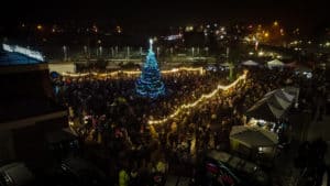 aerial view of christmas lights