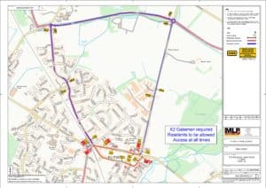 map showing road closure