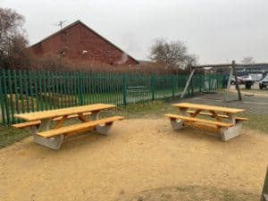 New benches in play park Milennium