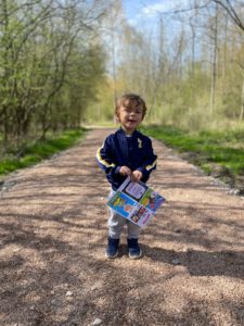 boy exploring the woods