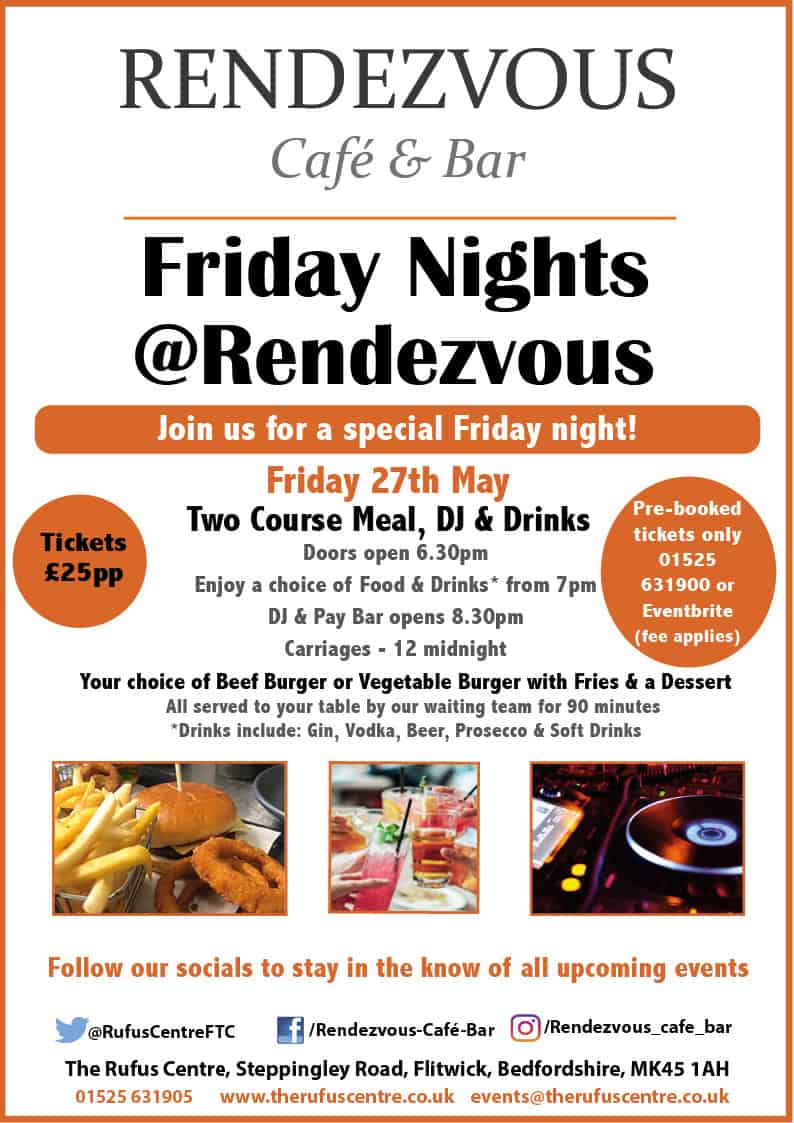 poster advertising food and drink night at the Rendezvous Cafe