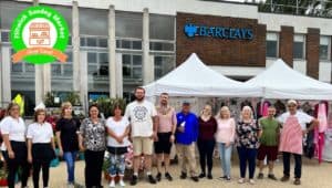 local stall traders at flitwick sunday market with the mayor