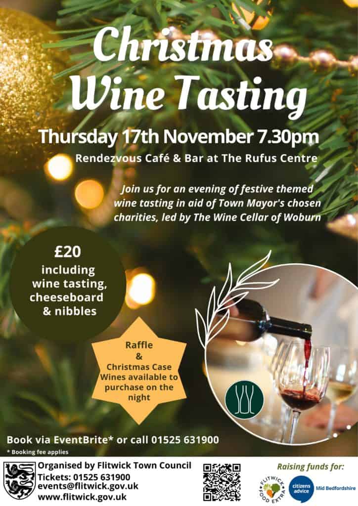 green and yellow poster advertising christmas wine tasting event