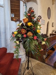 yellow and orange flower display