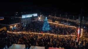 aerial view of christmas tree