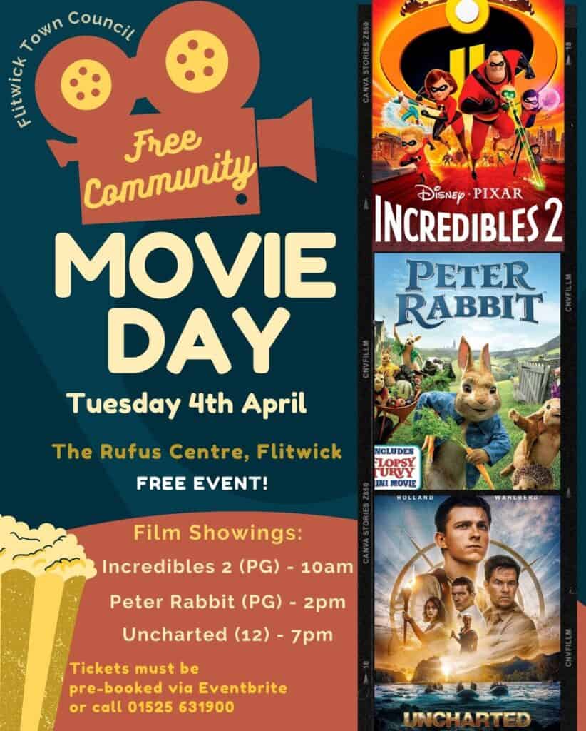 poster advertising free movie day in april