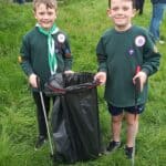 boys helping with litter pick