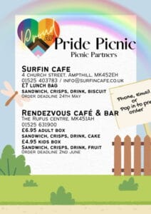 Poster advertising picnic boxes for pride picnic
