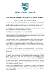 POSTER ADVERTSING VACANCY FOR TOWN COUNCILLOR