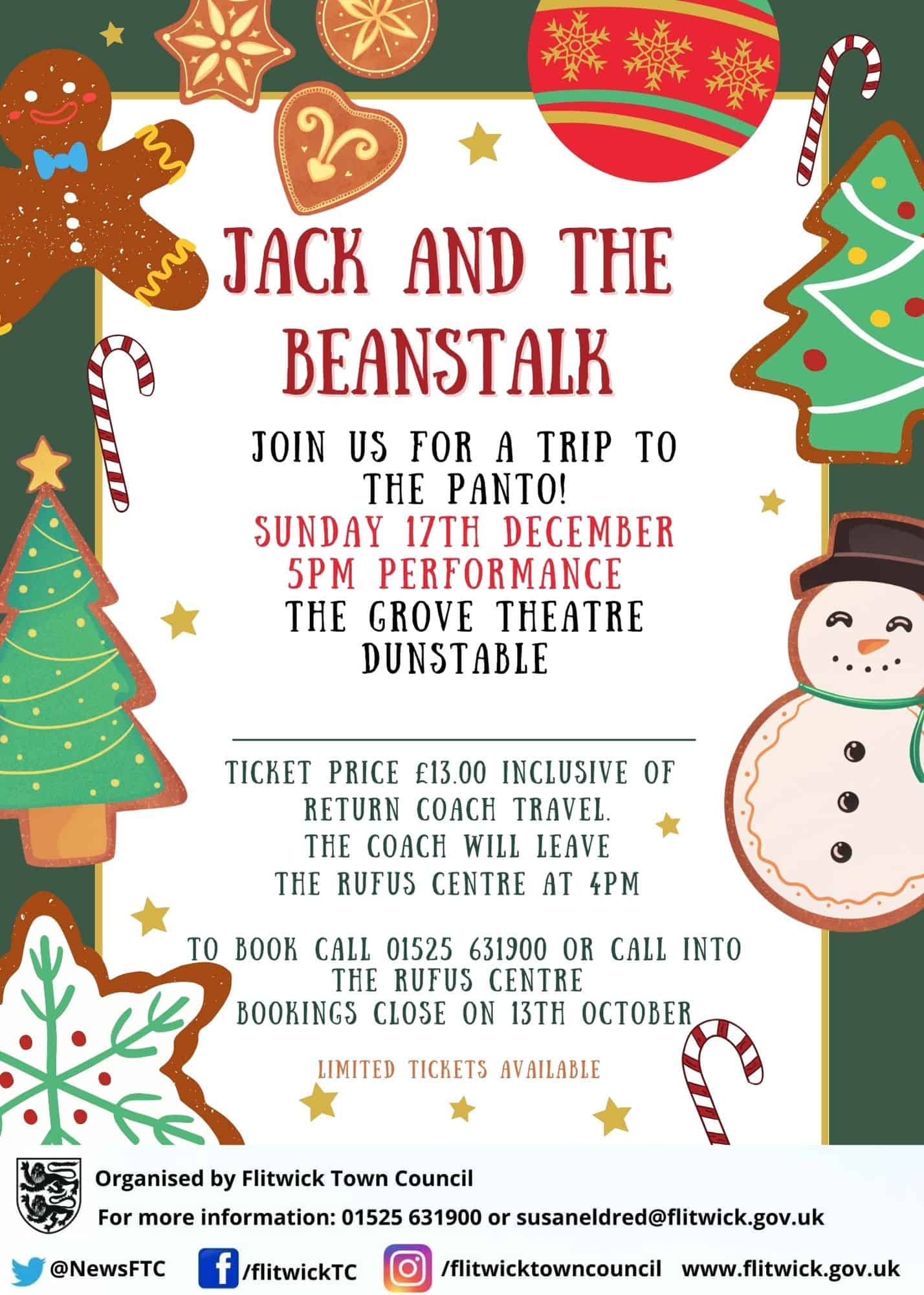 Poster promoting jack & the beanstalk panto trip