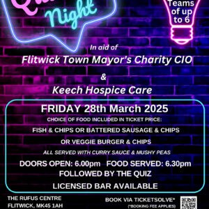 purple and pink poster advertising quiz night