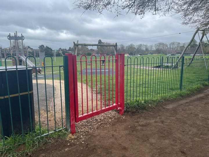 play area with red fence
