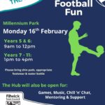 Poster promoting football sessions at the Hub
