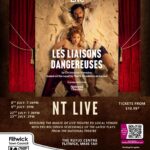 Poster showing National Theatre Live. Les Liasons Dangereuses