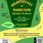Poster advertising Volunteer day at Manor Park