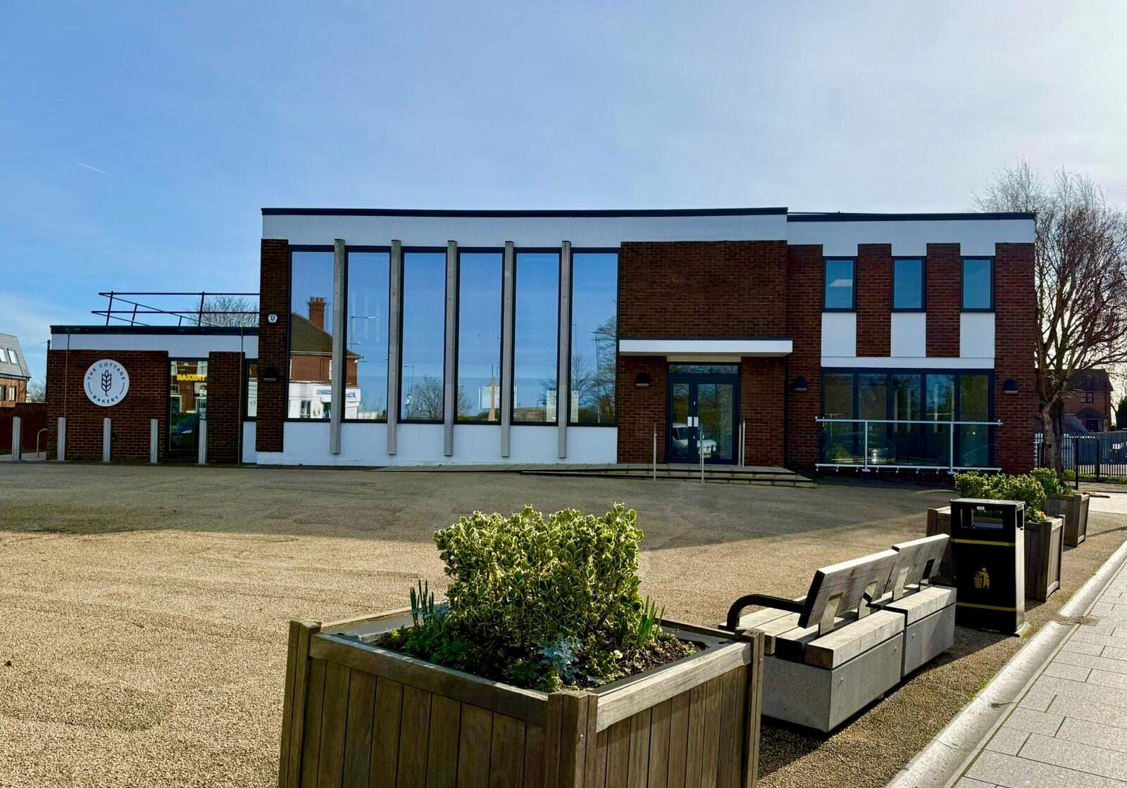 exterior shot of building with blue sky