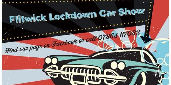 red and blue poster for lockdown car show